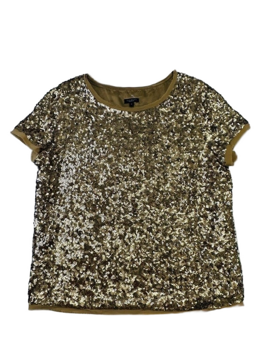 Talbots Tops - Talbots gold sequin top Womens Size 12 short sleeve Cocktail Party Fancy